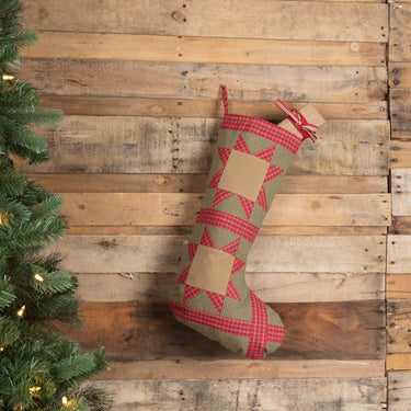 Dolly Star Green Patch Stocking 12x20 VHC Brands - The Fox Decor